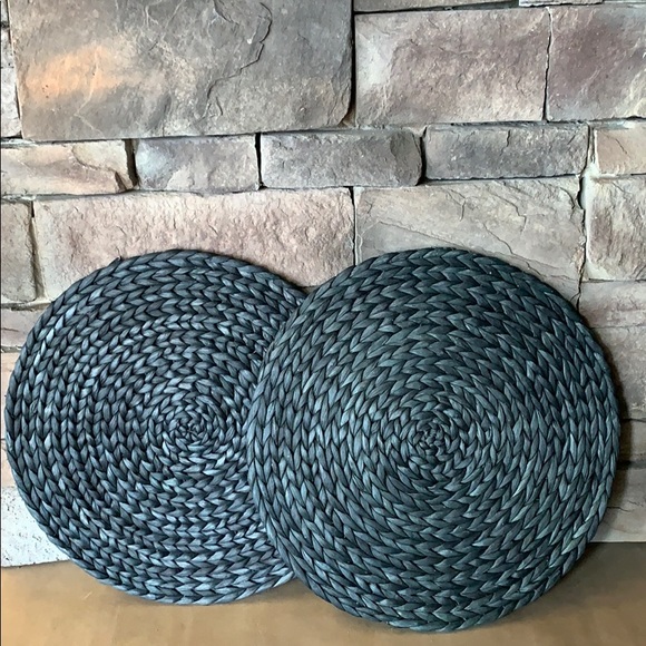 Other - Pair Black Straw Placemats | 2 Wall Hanging Decor